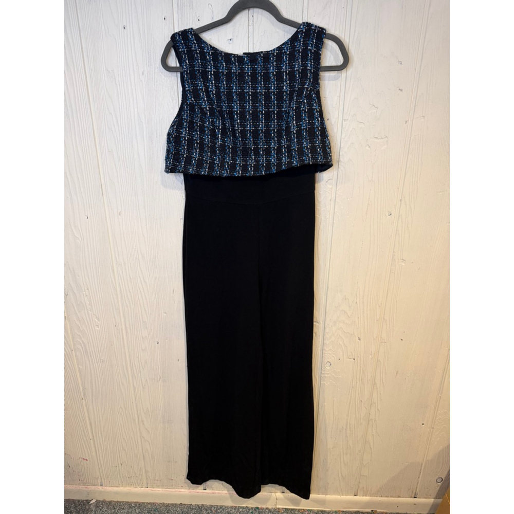 Eva Franco Black and Blue Plaid Jumpsuit Size 6